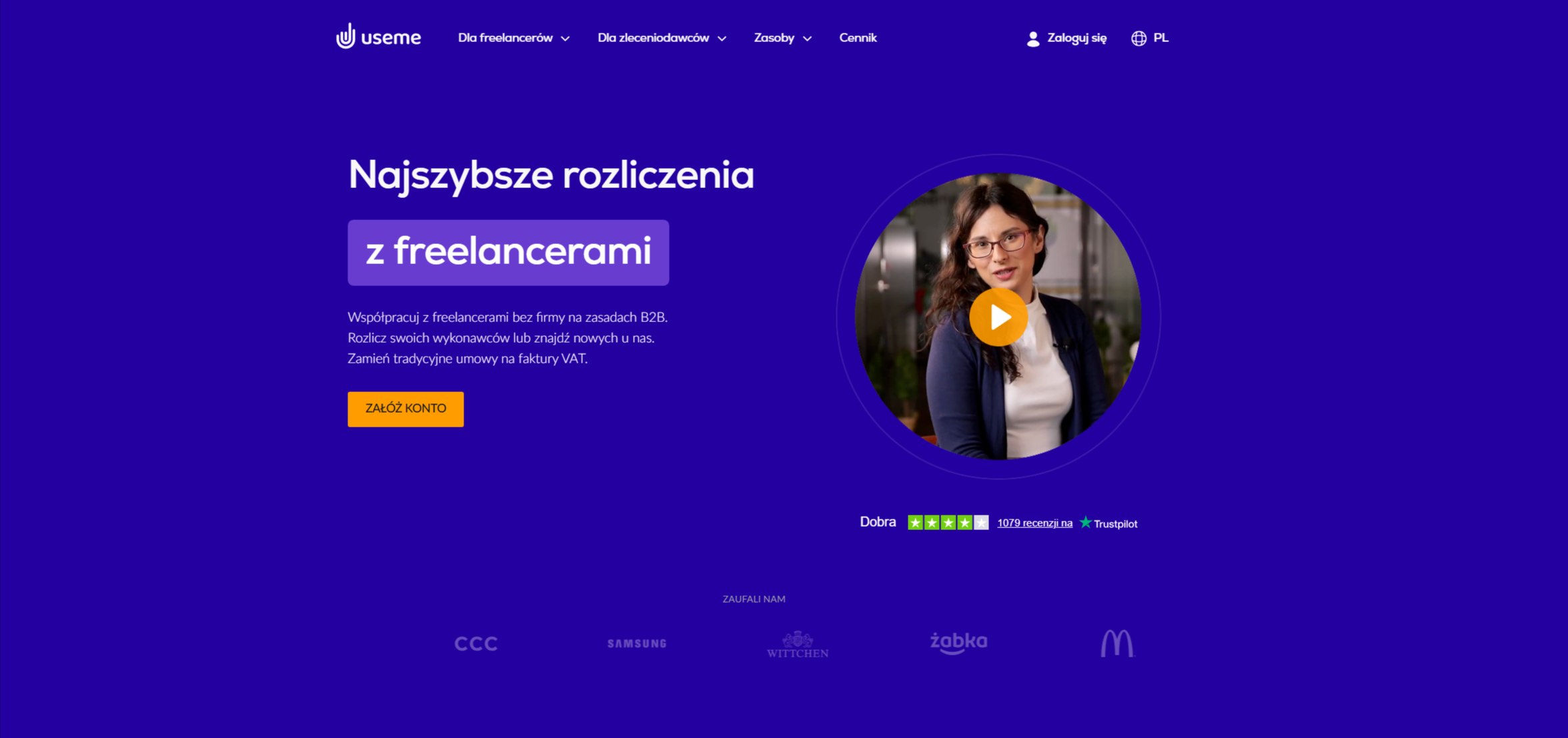 Useme.com - strona główna platformy do rozliczania freelancerów